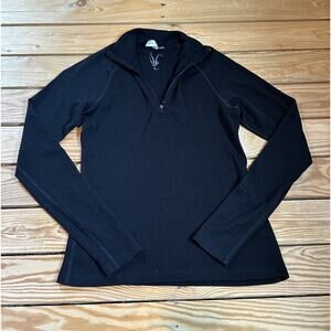 Ibex Base Layer Top Size Small Women’s Black 1/4 Zip 100% Merino Wool